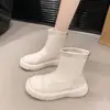 Botas Martin Plataforma com Solado Grosso e Zíper Traseiro, Estilo Britânico Emagrecedor Chelsea Boots para Mulheres, Botas Curtas Versáteis, Novo Estilo Primavera 2026