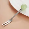 Tenedores Creativos Redondos para Fruta Acero Inoxidable Lindo Set Postre Modernos Tenedores para Fruta Domésticos de Alta Gama