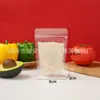 Bolsas tipo doy-pack aluminizadas con cierre transparente, bolsas autosellables para nueces, frutas secas, té de flores, snacks y empaque de alimentos, en stock