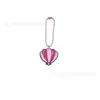 Estilo Femenino Rosa Cadena de Cuentas de Corazón de PVC Encanto Llavero de Estrella con Lazo Accesorio para Bolso Colgante Pequeño Regalo