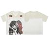 Marca de Moda de Estilo Americano Costuras Malla Deportiva Cuello en V Manga Corta Camiseta para Hombre y Mujer Verano Suelta Transpirable Diseño Sensación Top de Pareja