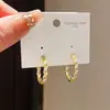Aretes Geométricos Redondos de Oro Real de 14K Electrochapado Lujo Ligero Circonita Retro Simples de Moda para Viajero Pendientes de Gama Alta para Mujeres
