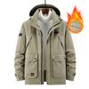 Ropa de Algodón Casual de Invierno Nueva para Hombre, Ropa de Trabajo para Exterior con Múltiples Bolsillos, Ropa de Algodón Engrosada, Chaqueta Holgada de Talla Grande con Capucha a la Moda