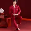 Pijama Rojo Año Nuevo Zodiaco Rojo Grande Set de Pareja Bata de Seda de Hielo Resistente al Desvanecimiento Ropa de Casa con Sujetador Incorporado Vestido de Tirantes