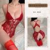 Gran Lazo Tentación Lencería Divertida Sexy Encaje Tentación Almohadilla para el Pecho Mono Abierto Pijama Caliente Gratis para Mujeres
