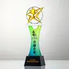 Trofeo de Cristal Reunión Anual del Equipo Personal Destacado Campeón Estrella de Cinco Puntas Trofeo Colorido Recuerdo Creativo