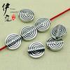 Plata de Xizang aleación vintage cuentas espaciadoras de agujero recto cuentas planas redondas concéntricas cuentas de Buda pulsera collar Nube posterior con cuentas