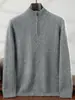 Suéter de Caxemira com Zíper Meio Alto para Homens, Outono e Inverno, Caxemira Grossa, Base de Moda Casual para Jovens e Adultos