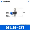 Válvula borboleta reguladora de velocidade unidirecional limitadora de fluxo para cilindro pneumático, conector de tubo de gás SL4-M5/6-01/8-02/10-03/12