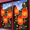 Lanternas com estampas florais em toda a superfície, decoração com atmosfera festiva, adesivos eletrostáticos para vitrines, decoração de loja, adesivos para portas de vidro