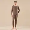 Conjunto de Ropa Interior Térmica de Lyocell para Otoño e Invierno para Hombre, Tops y Pantalones Térmicos Gruesos con Forro Polar, Capa Base Delgada a Prueba de Frío para Mujer