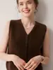 Suéter 100% cachemir puro, nuevo chaleco de punto de cuello en V para otoño e invierno con botones de un solo botón, suéter base de punto versátil de corte holgado