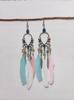 Pendientes de Plumas Bohemios Transfronterizos, Accesorios Personalizados de Estilo Retro para Vacaciones, Pendientes Largos Exquisitos con Borlas de Estilo Étnico