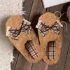 Zapatillas de Algodón para Dormitorio Otoño Invierno Mujer Lazo Dulce Antideslizantes Bloque de Color Cuadros Peludas Silenciosas Ligeras