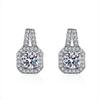 Aretes de Tuerca Cuadrados para Mujer, Estilo Coreano y Japonés, Zirconia, Aretes Dulces y Lujosos, Versión Coreana Trendy Micro-Incrustado Mismo Estilo