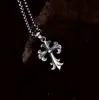 Colgante de flor de explorador cruzado vintage de plata de ley 925, artesanía desgastada estilo gótico, collar de marca moderno unisex al por mayor