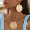 Moda Transfronteriza Europea y Americana Pendiente Exagerado Círculos Grandes y Pequeños Pendientes Collar Temperamento Personalidad Femenina Joyería Retro