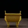 Ornamento de tripé de latão, incensário de tripé quadrado, tripé de cobre atraente para riqueza, tripé promotor de prosperidade, tripé atraente para riqueza da recepção do escritório da empresa