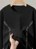 Camiseta de Manga Larga para Hombre de Temporada Cruzada, Color Sólido, Versátil, Holgada, Cuello Redondo, Capa Base, Sudadera de Marca Casual de Moda