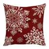 Fronha de Natal com padrão de rena vermelha e branca de floresta nórdica e neve, tecido de veludo curto, capa de almofada decorativa macia para sala de estar, transfronteiriço