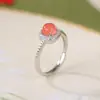 Yuebao Joyería Plata de Ley S925 Roja del Sur Roja de Agua Cuadrada y Redonda Anillo de Plata Casual Diario para Viajes Cotidianos Venta al por Mayor