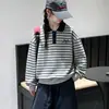 Camiseta de Manga Larga a Rayas con Bloques de Color Estilo Coreano 2026 Nuevo para Niñas Otoño Holgado Perezoso Primavera Otoño Top