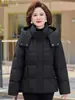 Jaqueta de Penas de Ganso Branco para Mãe de Meia-Idade e Idosa Feminina Marca de Luxo Inverno Novo Acolchoada Tamanho Grande Curta Estilosa Roupa Exterior