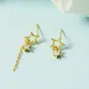 Pendientes Asimétricos de Estrella con Circonita para Mujer, Nuevo Estilo de Verano 2021 Pendientes de Moda, Diseño de Nicho, Estilo Borla, Sensación de Alta Gama