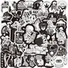 50 novos adesivos de grafite com tema de terror em preto e branco adesivos para computador de bicicleta, notebook, carro elétrico, copo de água