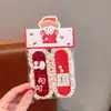 Festival de Invierno Nuevo Año Nuevo Niños Lazo Pegatina Mágica Niñas Flor Tela Pegatina Mágica Ropa de Año Nuevo Roja Cabello