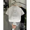 Camiseta bordada para hombre Cuello redondo Manga corta Manga de cinco puntos Holgada Tendencia Nacional China Verano Transpirable 2026 Nuevo Estilo Camiseta ins