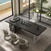 Conjunto de Mesa de Chá e Cadeiras de Ardósia de Luxo Leve Estilo Italiano para Casa e Escritório, Mesa de Chá Acrílica de Alta Qualidade para Apartamento Pequeno com Mesa de Chá Integrada