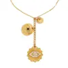 Moda Europeia e Americana Elegante Nicho Alta Qualidade Colar Pingente Aço Inoxidável Banhado a Ouro 18K Distintivo Pingente de Franja Olho Colar