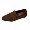 Zapatos Mary Jane retro de punta cuadrada para mujer, nueva colección otoño 2025, diseño simple, con tacón de cuña oculto, punta cuadrada, color marrón y estilo mocasín.