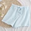 Novos Shorts de Verão Finos 100% Algodão Crepe Respiráveis Macios Calças de Casa Roupa de Fora Calças de Praia Calças de Pijama com Cadarço