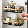 Estante de Almacenamiento para Baño Aleación de Aluminio Toallero Sin Taladro Estante de Almacenamiento para Ducha de Baño Anti-Corte Mano Montado en Pared