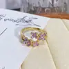 Caja Misteriosa En Vivo Estilo Palacio Vintage Esmalte Floral Gota de Aceite Anillo Abierto Lujo Ligero Anillo de Gama Alta
