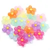 Cuentas de Flor de Cinco Pétalos con Agujero Recto, Cuentas de Flor para Coleta de Color Sólido Transparente, Accesorios para Joyería DIY, Cuentas Sueltas de Flor de Cinco Pétalos de Color Sólido