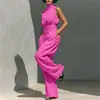 Novedad Verano 2026 Ropa para Mujer Transfronteriza Europea y Americana Tops sin Mangas Moda Color Sólido Pantalones de Pierna Recta de Cuello Alto Conjunto Casual