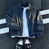 Chamarra bomber corta deconstruida estilo americano, nueva colección de otoño, chaqueta de béisbol para hombre, corte holgado, talla grande, cuello alto