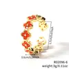 Moxi Niche Lujo Ligero para Mujer Gama Alta Colorido Trébol de Cuatro Hojas Microincrustado Circonita Anillo Abierto Joyería de Mano Venta al por Mayor