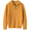Suéter de Caxemira com Gola Lapela Novo Outono/Inverno para Meninos e Meninas, Suéter de Tricô Espesso com Meio Zíper, Camada Base Pulôver para Bebê