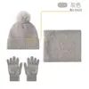 Conjunto de Tres Piezas de Gorro Bufanda Guantes Tejidos para Otoño Invierno Gorro de Lana Grueso Cálido Guantes con Pantalla Táctil para Mujer