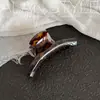 Clip de Acetato Estilo Francés Lujo Ligero Carey Profundo Tendencia Pinza para el Cabello de Acetato Diadema para Mujeres Pinza de Tiburón Pasador para la Parte Posterior de la Cabeza Peinado