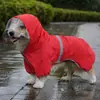 Seleção premium de capas de chuva populares para cães grandes, estilo capa com tiras refletoras, capa de chuva à prova de vento e à prova d'água para animais de estimação, capa de chuva com capuz para cães