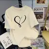 Camiseta de Algodón Puro de Verano Talla Grande Holgada para Mujer Manga Corta Diseño Nuevo 2025 Camiseta de Nicho Marca Popular Americana Top