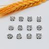 Prata de Lei S925 Vintage Passante Doze Zodíaco Espaçadores Pulseira Contas Soltas DIY Material de Corda Feito à Mão Acessórios de Joalheria