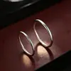 Anillo Geométrico Liso de Plata Pura 999 para Mujer, Anillos de Pareja de Lujo Ligero de Gama Alta, Anillos Redondos Ulrafinos de Nicho al por Mayor