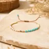 Pulsera Bohemia de Cuentas de Arroz Coloridas para Mujer, Cuerda de Mano Ajustable con Piedra Facetada de Nicho Estilo Ins, Tendencia de Joyería Transfronteriza