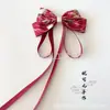 Hanfu Estilo Antiguo Accesorio para el Cabello de Campana Estilo Japonés Cabeza Pequeña de Zorro Lazo Estampado en Oro Pasador Lolita Cinta de Borla